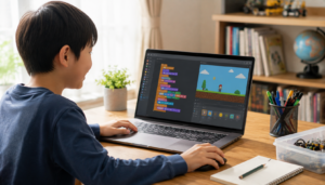 ScratchやUnityを想定したゲーム制作に取り組む日本人の小学生